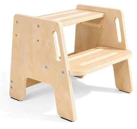 Stegpall för barn, stegpall för barn, 2 steg med halkfri struktur och bärbara handtag, lastkapacitet upp till 150 kg, för barn, kök, badrum och vardagsrum
