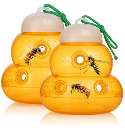 JAMAX Trampa Avispas Exterior | Anti Abejas | Trampas para Abeja y Avispa Abejorr | Atrapa Trampas Avispas Elimintar Exterior 2 Unidades