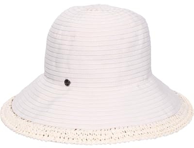 LOEVENICH Damen Glockenhut knautschbar Papierstroh | Reisehut Urlaub | 34x10 cm | 90% Polyester 10% Papier Cream
