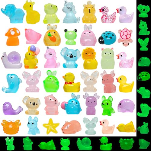BelleStyle 150 Pezzi Mini Animali Luminosi in Resina, Piccoli Animali Miniatura di Plastica per Fai da Te Micro Paesaggio Giardino Decorazione Vaso Acquario e Casa Delle Bambole
