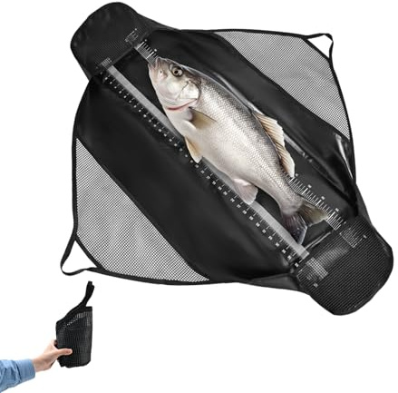 FUNANASUN Sacca per pesci da 100 cm, con metro a nastro, impermeabile, resistente all'abrasione, pieghevole, per pesare e misurare, per pesce persico, trota, siluro, carpa, luccioperca e altre specie