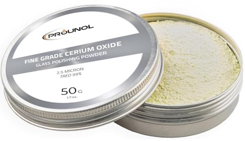 Prounol Cerium Oxide 50g – Ceroxid Feines Polierpulver Glaspolierer – TREO 99% - 2.5 Mikron