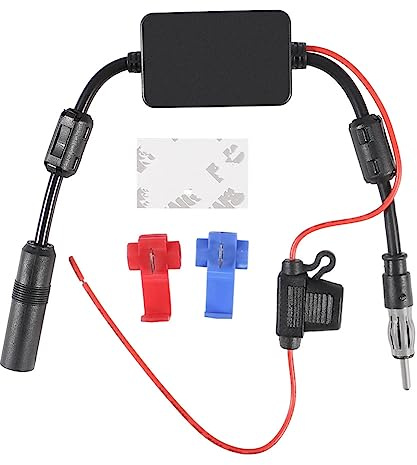 ACEIRMC Universal Car Stereo FM Radio Antenna Signal Booster Amplifier Amp,12V Power Supply DIN Plug Connector Adapter for Vehicle Truck SUV Car Audio Radio Stereo Media Head Unit Receiver (1pcs)