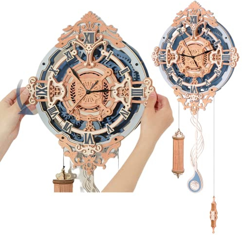 ROKR 3D Wooden Puzzle Wall Clock Model kits For Adult to Build Romantic Notes Time Art Home Decoration Gift (LC701)