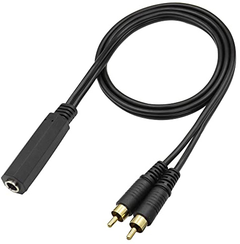 QIANRENON TRS 1/4 Female to Dual RCA Male Stereo Splitter Cable 6.35mm Female to 2 RCA mono Y Splitter Conversion Extension Audio Cable,Für Mixer Amplifier KTV equipment Audio,1m/3.2ft