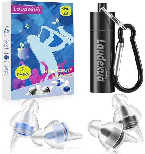 Laudexua High Fidelity Concert Ear Plugs, 2 Pairs Ear Protection Musician Earplugs for Concerts, Music Festival, Motorcycle, and Other Noise Reduction Events