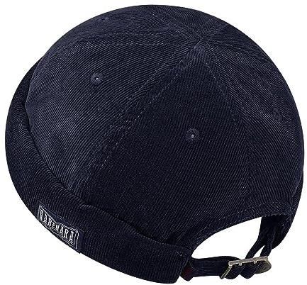 CLAPE Bomull dockarkeps herr justerbar sjömansmössa hamnmössa corduroy brimless hat hatt utan skärm, manschett beanie fiskarhatt, HBH01-marinblå, one size