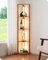 EDISHINE Stehlampe mit Holzregal, Bücherregal mit LED-Beleuchtung, Dimmbar Stehleuchte, Seitenleuchten 2700K-6500K, Standleuchte Wohnzimmer, Leselampe mit 360° Drehbarer Lichtmast, Fußschalter