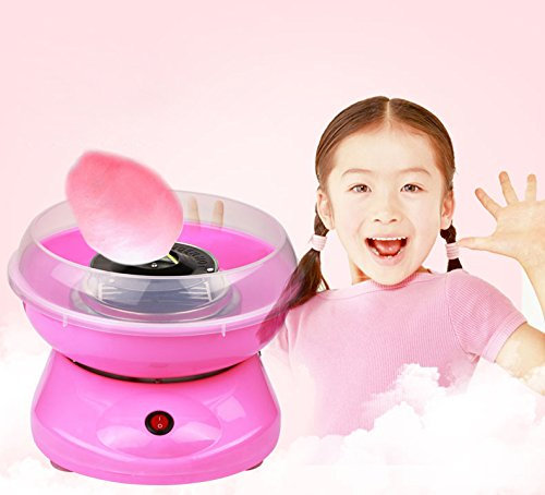 Machine à Barbe à Papa pour Enfants, Mini, 1 Cuillère à Mesurer, 10 Baguettes, Cadeau d'Anniversaire, Fête de Noël (rose)