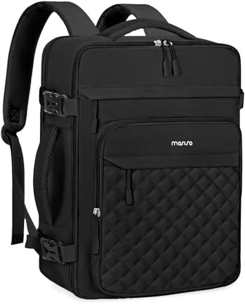 MOSISO 16 Pollici Zaino Viaggio Laptop Donna e Uomo, 15-15.6 Pollici, Trapuntato a Rombo Approvato il Volo con Cubi di Imballaggio, Zaino con Porta USB Universita, Lavoro e Affari, Nero