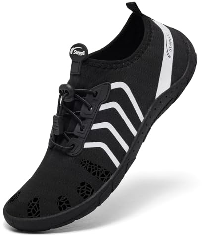 Steppli Water Shoes Beach Swim Pool Sea Surf Aqua Quick-Dry Weitsuit Non Slip Lightweight Shoes for Men Women Black EU43=UK9.5