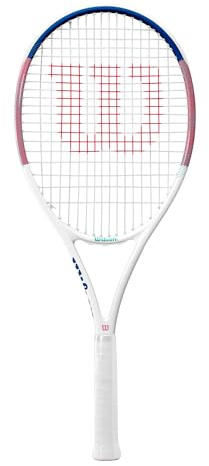 Wilson Allure Tennis Racket, For Precision Strikes, With Dual Hole Design and Comfort Grip, Pre-strung, Colour: Pink/Blue, Size: 1