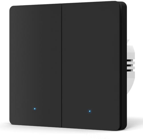 Acmerota Smart väggbrytare (ingen neutral, dubbel vippare, svart) kräver Zigbee3.0 HUB, inställning för roote/vioce-kontroll, arbeta med Alexa och Google Home