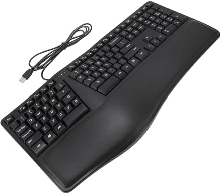 Ergonomiskt Tangentbord Wired, Ergo -Tangentbord med Palmstöd med 110 Tangenter 1,5 M Kabeltyp Bekvämt Ergonomiskt Split Tyst USB 2.0 Kabelbundet för Bärbar Dator