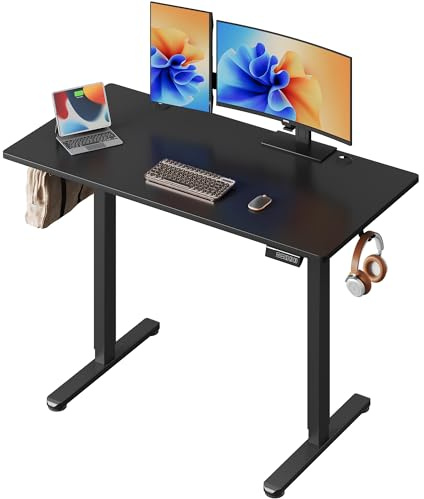 DEVAISE Bureau Assis-Debout Électrique 120 x 60cm, Moteur Silencieux avec 3 Mémoires, Table Ergonomique pour Télétravail et Bureau, Noir