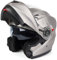 Klapphelm mit Doppelvisier, Motorradhelm Klappbar, Mopedhelm ECE 22.06 Zertifiziert für Herren und Damen, Grau in Gr. XS-XL (M)