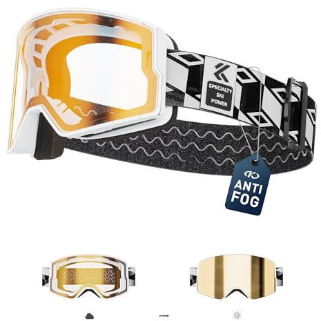 KAPVOE Occhiali da Sci Fotocromatici e Colorati Anti-Appannamento UV400 Design OTG per Uomini Donne e Adolescenti per Sci e Snowboard K722