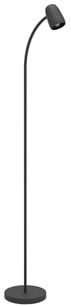 EGLO Carlo Golvlampa, vardagsrumslampa med flexibel arm | svängbar lampa av svart metall, läslampa med E14-sockel, höjd 170 cm