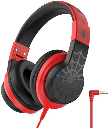 iClever HS19 Cuffie per bambini per la scuola con microfono, limitatore di volume sicuro 74/85dBA, cuffie sovrauricolari per ragazze e ragazzi, con FunShare, pieghevoli, cablate per iPad/viaggi (nero