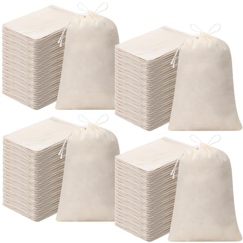 Tatuo 800 Pcs Cotton Muslin Bags with Drawstring, 4 x 6 Inch