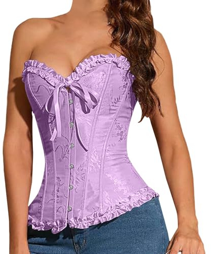 ZTFYKLIN Interior Moldeadora De Cuerpo Sexy con Ramo Orquídeas Y Crisantemos para Mujer. Fajas Uctoras Abdomen Hombre (Purple, XS) Corpiños Mujer Black Corset Morado Negro Rojo Naranja Pirata