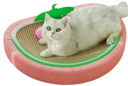 Cuccia Graffiatoio per Gatti,Cuccia in Sisalo a Forma di Fragola con Base Graffiante - Protettore per Mobili e Superfici con Funzione Nanna,per Casa Dormitorio Tappeto Divano Sedia Parete Appartamento