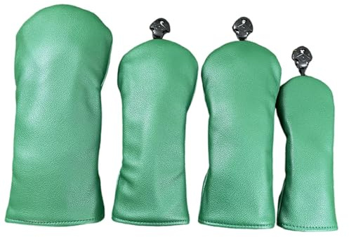 rockible 4 Piezas Funda para Cabeza de Palo de Golf Cubierta Protectora de Driver Funda de Madera PU Impermeable Resistente al Desgaste Adecuada para