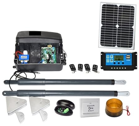 Motorisation pour portail coulissant, Kit de moteur d'ouverture porte battante, opérateur à énergie solaire DC 12V, robuste(Kit1)