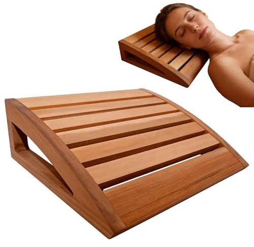Benustra Reposacabezas de sauna para sauna interior, reposacabezas de sauna de madera con soporte ergonómico para el cuello y almohadas cervicales, almohada de madera para sala de sauna, accesorios de