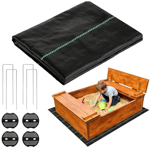Fieltro antimalezas para niños, 2 x 2 m, para arenero, base transpirable, resistente al desgarro, tejido antimalas hierbas, cubierta para caja de arena para niños