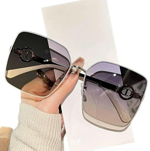 Gyios Occhiali da Sole con Montatura Grande in Metallo Uomo Donna Uv400 tonalità Leggere E Lussuose alla Moda per L'Estate, I Viaggi l'Abbigliamento Casual-c4