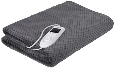 Camry CR 7416 Couverture Chauffante Électrique 150×100 cm – Lavable, Minuterie 1–10 h, 5 Niveaux de Chaleur, Arrêt Automatique, Tissu Coral Fleece, 2×60W – Gris