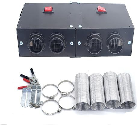 12V 360W Auto Heizlüfter Defroster, Riloer Tragbare Anti-Fog Heizung Mini-Autoheizung, Windschutzscheibe Demister Fenster Lüfter, Auto Winter Windschutz Demister Stumme Warmlüfter mit 4Ports