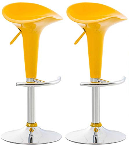 CLP Set 2 Sgabelli Design Saddle In Plastica I Coppia Sgabelli Cucina Con Poggiapiedi I Sedie Regolabili Alt 60-81 CM, Colore:giallo