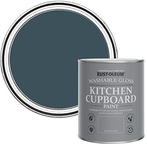 Rust-Oleum Blue Kitchen Cupboard Paint in Gloss Finish - Evening Blue 750ml