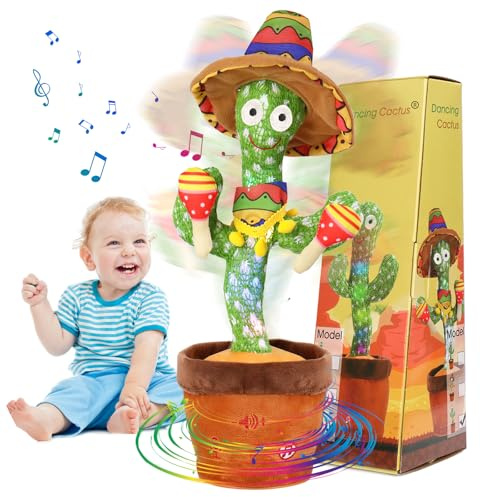 seOSTO Volume Control Singing Dancing Talking Cactus Toy Recording | Cactus Repeating Baby Toy for Babies Toddlers Encourage Speech Toys, Birthday Gifts for Kids Boys Girls