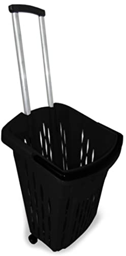 GERSO – Chariot de Courses 40L – Panier de Courses à roulettes avec poignée télescopique – Noir Robuste
