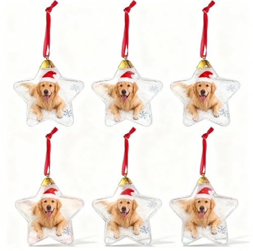 VALICLUD 6 Pezzi Palle di Natale Foto Decorazioni Natalizie Trasparenti Sfere Ornamentali in Plastica per Fai-da-Te e Decorazione Pendenti Natalizi Trasparenti Ornamenti Natalizi 9×8,5cm