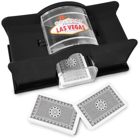 kartenmischmaschine manuell 1-2 decks, mischmaschine karten, kartenmischer mit Kurbel, karten mischgerät für skip bo, Poker, Blackjack, uno mischmaschine für Kinder, Erwachsene & Großeltern - Schwarz