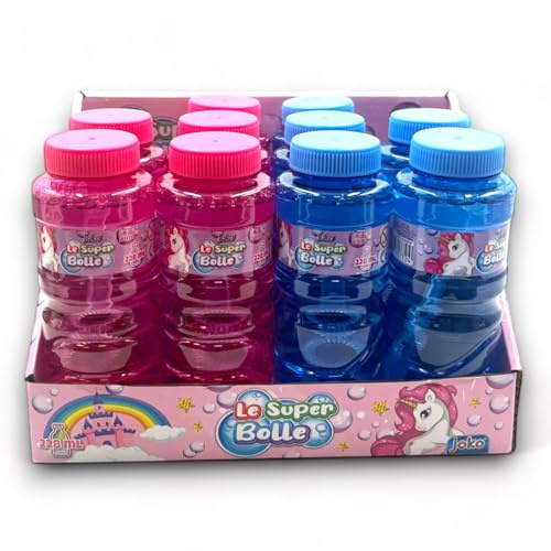 Set Espositore12 Bolle di Sapone Fantasia Unicorno Formato MAXI 228ml, Idea Regalo, Party Perfetto per il tuo Compleanno
