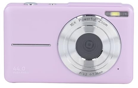 Digitalkamera, 1080P Autofokus Vlogging Kamera 44 MP 16 facher Digitalzoom 2,5 Zoll IPS Display Tragbare Kompaktkamera für Teenager Anfänger (Purple)
