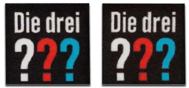 Mono Quick 1813x Die drei ??? Applikation, Bügelbild, Patch, Aufnäher, Drei Fragezeichen (18131 - Logo 2er Set)