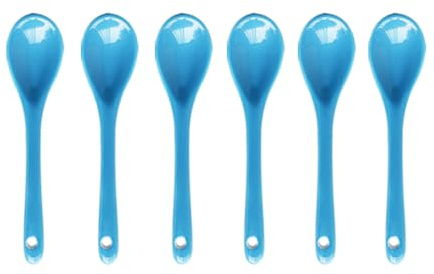 Pirhosigma 6 pcs Light Blue Porcelain Egg Spoons Ceramic Spoons 4.7 inch/12cm Length 2.7cm Width Coffee Spoon Dessert Yogurt Tea Milky Tea