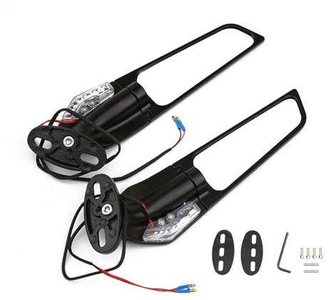 Motorcycle mirrors with indicators For Ninja ZX6R ZX10R 250 300 400 YZF R1 R3 R125 R15 R25 replacement wind wing side mirrors Stealth Rotatable 360 Adjustable Motorbike mirror (big size with LED)