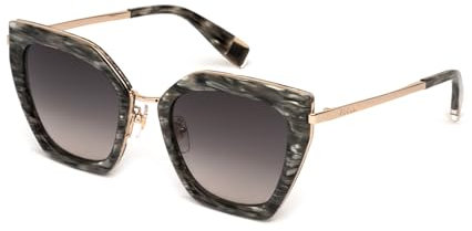 Furla Damen Sfu821 Sonnenbrille, Glänzend gestreift, Grau, Havanna, 52/23/140