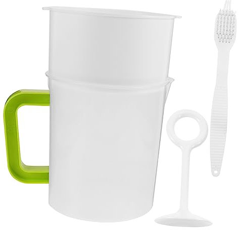 COLLBATH Soy Milk Filter Strainer Set 1.5l Fine Mesh Plastic Juice and Fruit Sifter with Cleaning Brush, Kitchen Tool for Home Use and Beverage Filtration