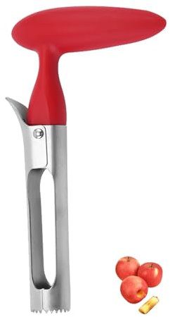 GVSS Vide-Pomme en Acier Inoxydable, Trognon Enlève Facilement, Poignée ABS, Lame Dentelée, Pour Pommes, Poires, Ananas, Cuisine et Maison, 18 cm, Rouge