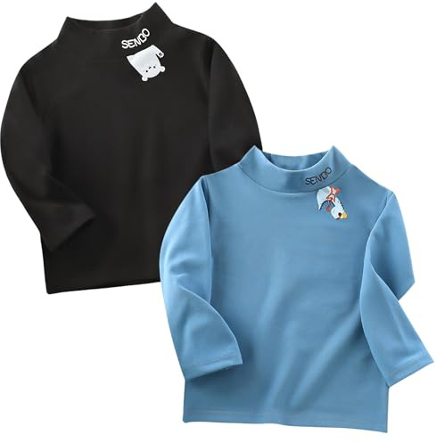 Unisex Kids Comfy Fleece Daily Wear Top 2 Pack Warm Casual Top Playwear Black&Blue 3-4Years