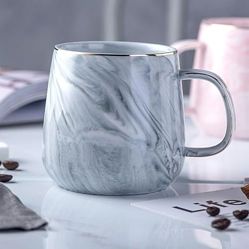 Treer Tazza Colazione in Ceramica, 400 ml Tazza da caffè Tazze Colazione Tazza Ceramica, Tazze Cappuccino, Tazza The, Tazza caffè, Latte, Bevanda, Acqua (1 Pezzo,Marmo Grigio)
