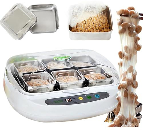 PRMTYUP Yogurt Maker Elettrico per Natto, Macchina per La Fermentazione Fai Te, Fermentatore per Natto in Acciaio Inossidabile da 3,5 L, per Bar di Casa, Negozio di Dolciumi,Bianca